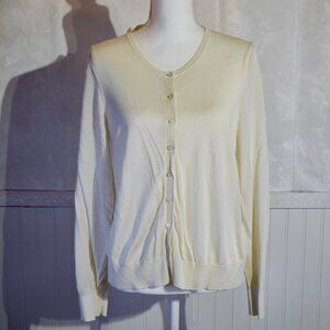 Anthropologie Cream Ivory Button Up Classic Cardigan Sweater - Size 2XL